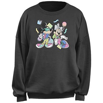 Disney's Mickey Mouse And Minnie 80's Style Juniors' Fleece Pullover
