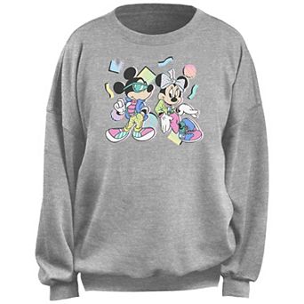Disney's Mickey Mouse And Minnie 80's Style Juniors' Fleece Pullover