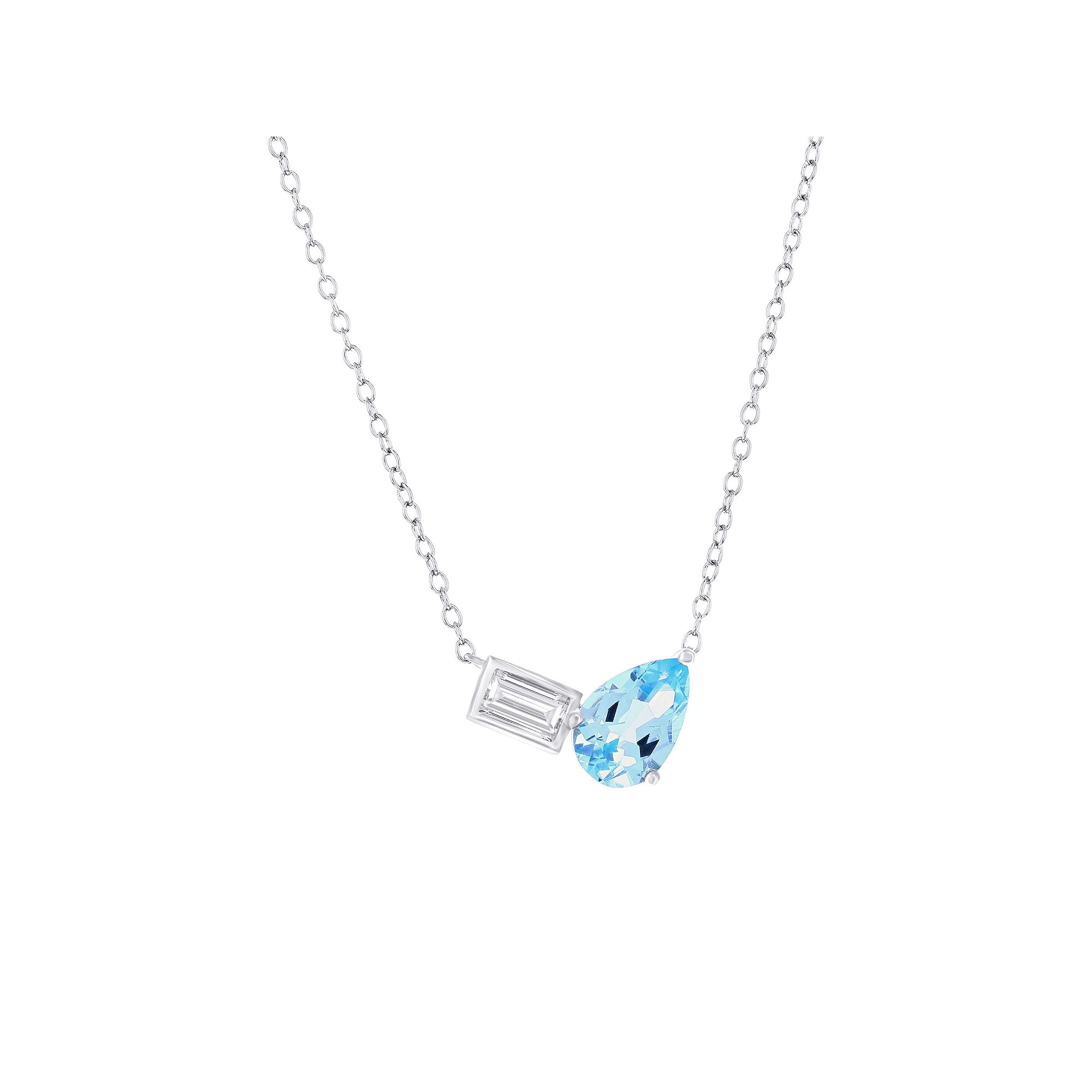 Argento Bella Sterling Silver Pear Shaped Gemstone & Emerald-Cut White Top