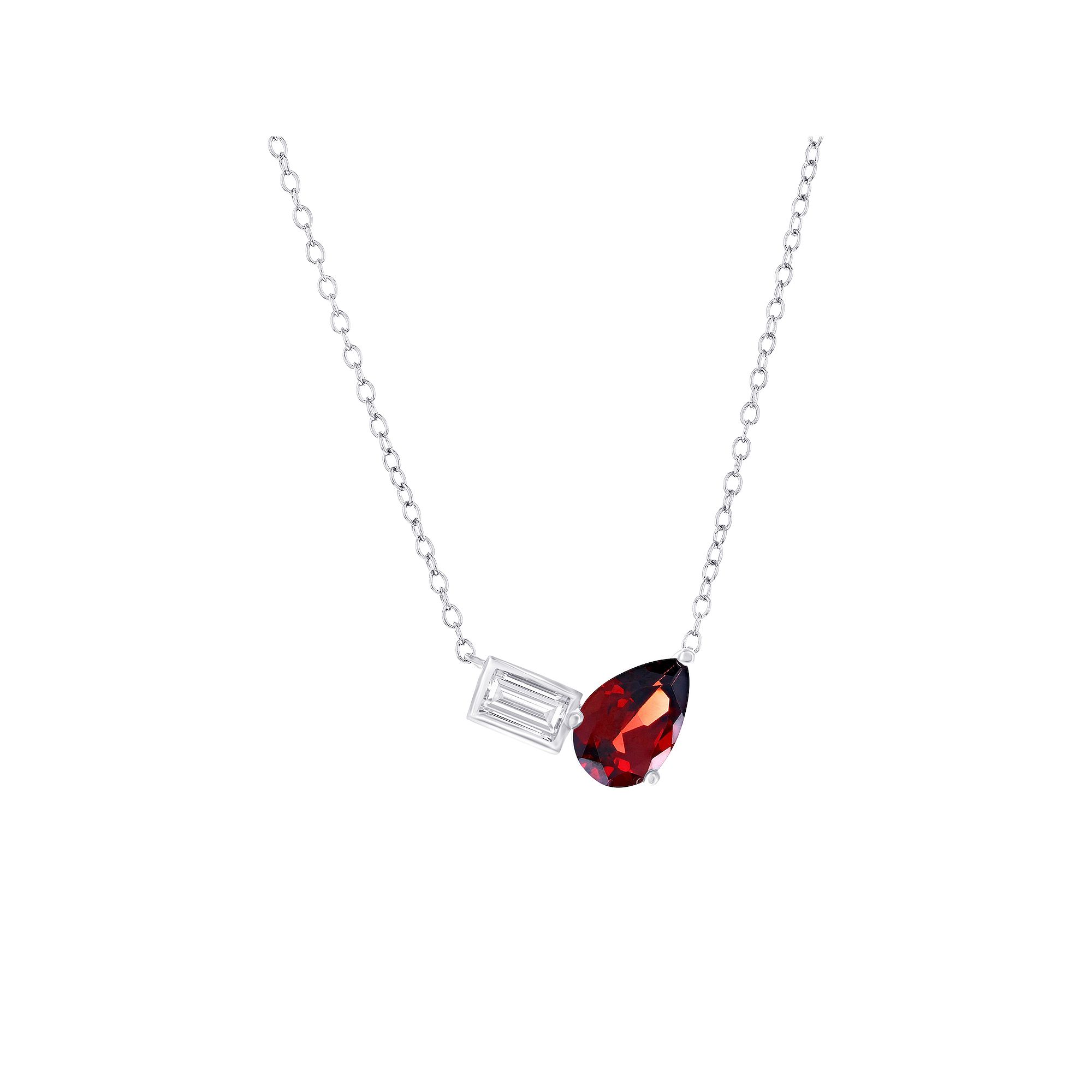 Argento Bella Sterling Silver Pear Shaped Gemstone & Emerald-Cut White Top