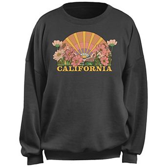 Juniors' California Sunrise Landscape Flowers Fleece Pullover