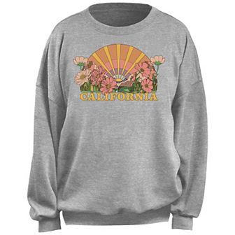 Juniors' California Sunrise Landscape Flowers Fleece Pullover