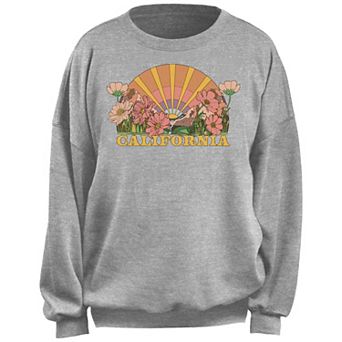 Juniors' California Sunrise Landscape Flowers Fleece Pullover