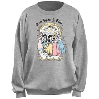 Disney Princesses Once Upon A Time Vintage Cartoon Juniors' Fleece Pullover