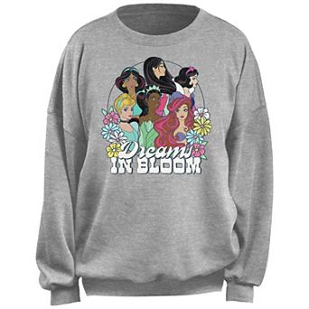 Disney Princesses Dreams In Bloom Flowers Circle Juniors' Fleece Pullover