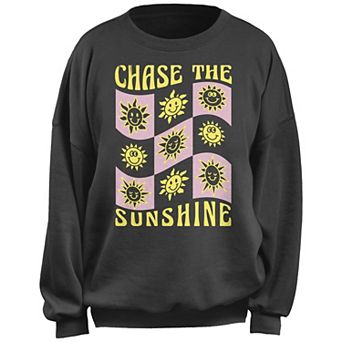 Juniors' Chase the Sunshine Checkered Suns Fleece Pullover