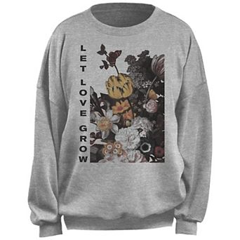 Juniors' Let Love Grow Flower Bouquet Fleece Pullover