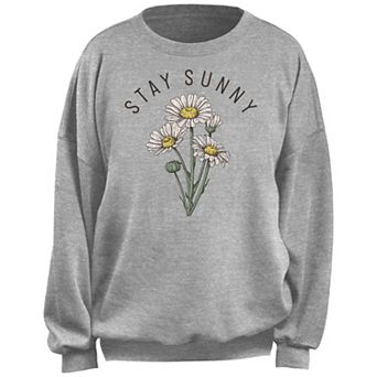 Juniors' Stay Sunny Flowers Fleece Pullover