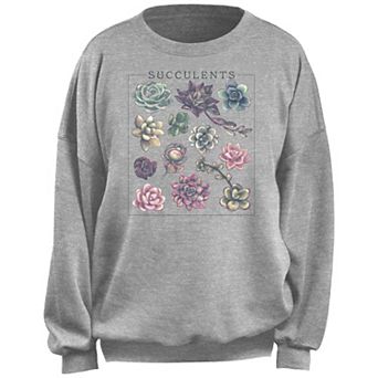 Juniors' Succulents Grid Poster Fleece Pullover