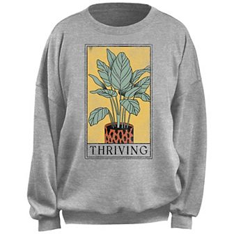 Juniors' Thriving House Plant Tarot Card Fleece Pullover