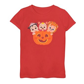 Girls Cocomelon Baby Looking Jack-O'-Lantern Graphic Tee