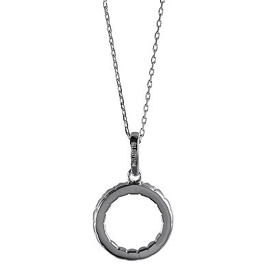 SLNY Sterling Silver Cubic Zirconia White Circle Pendant Necklace