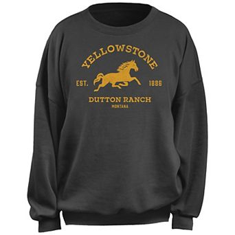 Juniors' Yellowstone Dutton Ranch Montana Horse Logo Fleece Pullover