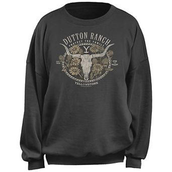 Juniors' Yellowstone Dutton Ranch Floral Logo Fleece Pullover