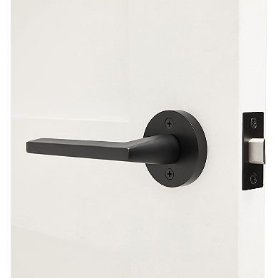 Toronto Contemporary Solid Brass Lever Door Handle, Matte Black, Privacy