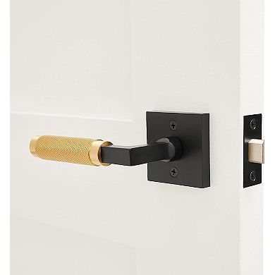 Geneva Contemporary Solid Brass Lever Door Handle, Matte Black and Satin Brass Gold, Privacy