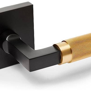 Geneva Contemporary Solid Brass Lever Door Handle, Matte Black and Satin Brass Gold, Privacy