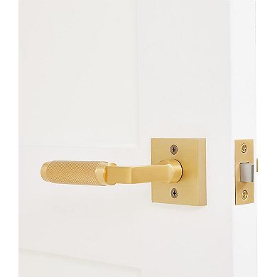 Ibiza Contemporary Solid Brass Lever Door Handle, Satin Brass Gold, Passage