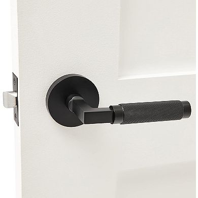 London Contemporary Solid Brass Lever Door Handle, Matte Black, Privacy