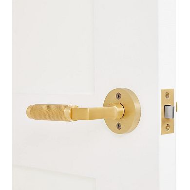 St. Tropez Solid Brass Lever Door Handle, Satin Brass Gold, Passage