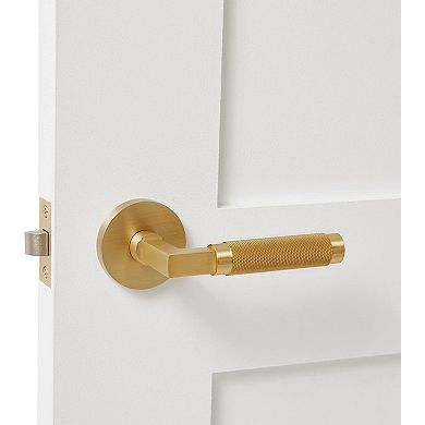 St. Tropez Solid Brass Lever Door Handle, Satin Brass Gold, Passage