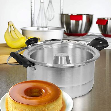 Flan Mold Double Boiler, Aluminum with Glass Lid