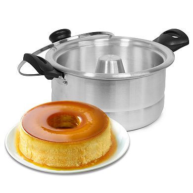 Flan Mold Double Boiler, Aluminum with Glass Lid
