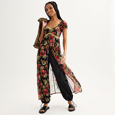 Juniors' SO Button Front Fly Away Maxi Dress