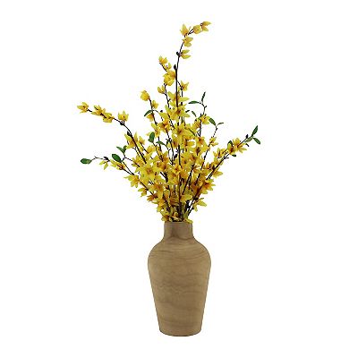 Sonoma Goods For Life® Artificial Forsythia in Wooden Vase Floral Arrangement Floor Decor