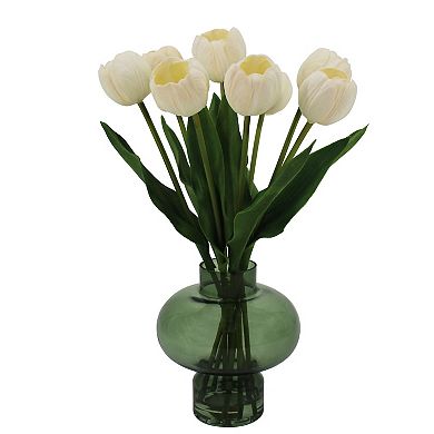 Sonoma Goods For Life® Artificial Tulips in Tinted Glass Vase Floral Arrangement Floor Decor