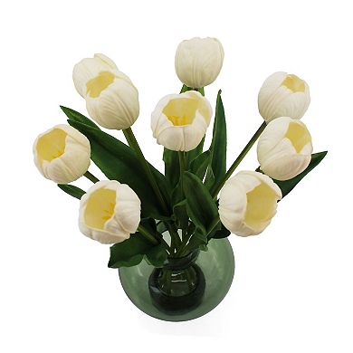 Sonoma Goods For Life® Artificial Tulips in Tinted Glass Vase Floral Arrangement Floor Decor
