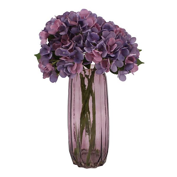 Sonoma Goods For Life® Artificial Elite Hydrangea in Colored Glass Vase Floral Arrangement Floor Decor - Multi