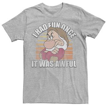 Disney's Snow White Big & Tall Grumpy I Had Fun Once It Was Awful Graphic Tee