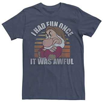 Disney's Snow White Big & Tall Grumpy I Had Fun Once It Was Awful Graphic Tee
