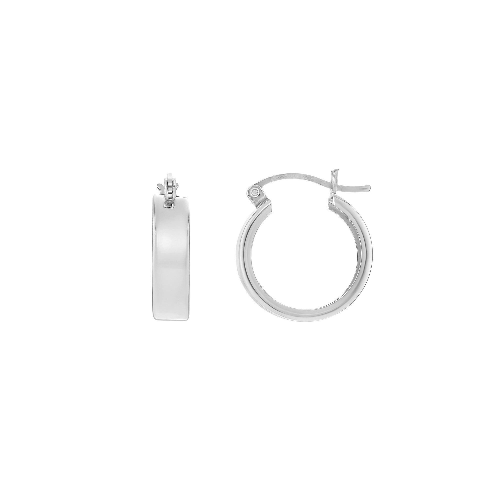 PRIMROSE Sterling Silver Polished Hoop Earrings, Womens, Size: 15 mm