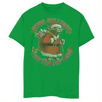 Boys 8-20 Star Wars Christmas Yoda Jolliest This Time of Year Santa Graphic Tee