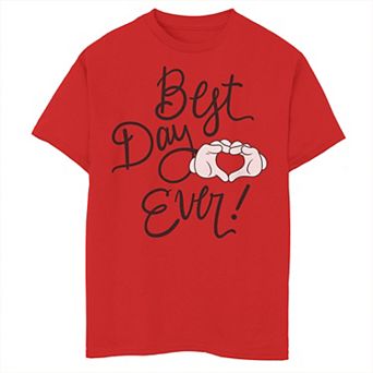 Disney's Mickey Mouse Boys 8-20 Best Day Ever Heart Hands Graphic Tee