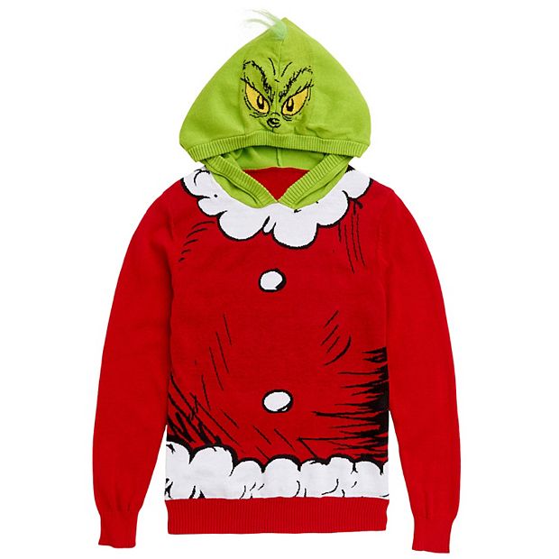 Boys 8 20 Dr. Seuss Grinch Cosplay Hooded Ugly Sweater