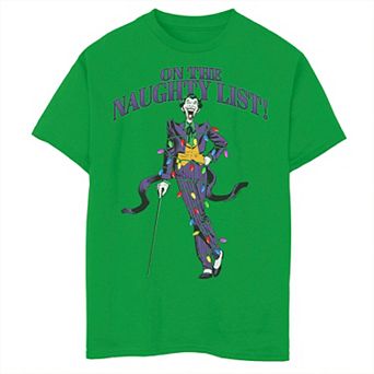 Boys 8-20 DC Comics Batman Christmas The Joker On the Naughty List Graphic Tee