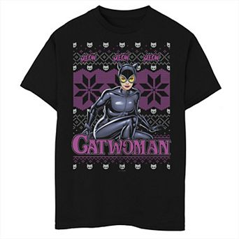 Boys 8-20 DC Comics Batman Catwoman Happy Holidays Meow Graphic Tee