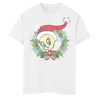 Boys 8-20 Looney Tunes Christmas Holiday Wreath Tweety Bird Graphic Tee