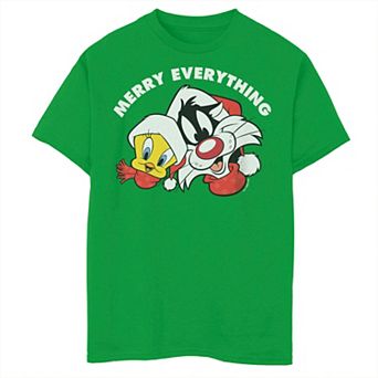 Boys 8-20 Looney Tunes Christmas Tweety Sylvester Merry Everything Graphic Tee