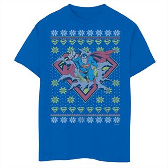 Boys 8-20 DC Comics Superman Christmas Ugly Sweater Rip Graphic Tee