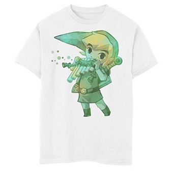 Boys The Legend Of Zelda Link Watercolor Flute Graphic Tee