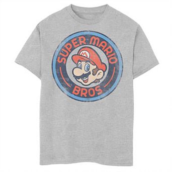 Boys 8-20 Nintendo Super Mario Bros Circle Badge Distressed Graphic Tee