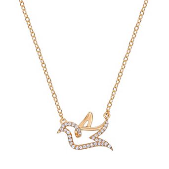 Gemminded 18k Gold Over Sterling Silver 1/8 Carat T.W. Diamond Bird Pendant Necklace