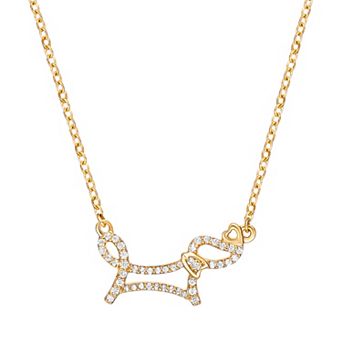 Gemminded Sterling Silver 1/5 Carat T.W. Diamond Dog Pendant Necklace