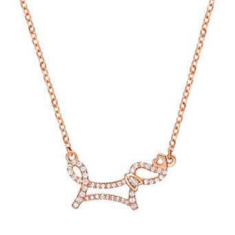 Gemminded Sterling Silver 1/5 Carat T.W. Diamond Dog Pendant Necklace