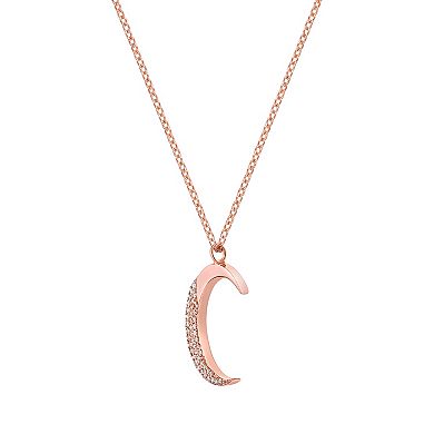 Gemminded Sterling Silver 1/6 Carat T.W. Diamond Crescent Pendant Necklace