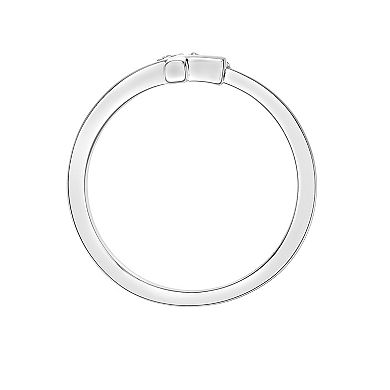 Gemminded Sterling Silver Diamond Accent Heart & Cross Ring